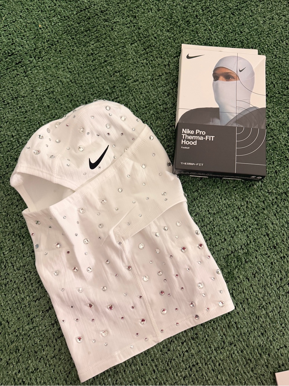White Nike Ski Mask Balaclava With Rhinestone custom